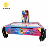 Table de hockey sur air commerciale E-play avec éclairage LED, fonctionnement à pièces pour salles d'arcade - 25 jeux en anglais, 2 joueurs, garantie 12 mois