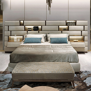 1 MOQ Luxury Modern <strong>Super</strong> Platform White Bed <strong>king</strong> Size Bedroom Leather Wooden Frame Furniture Sets with <strong>Headboard</strong> - Product Image 1