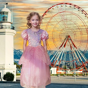 Nouvelle Robe de Princesse Rose Élégante MS 2025 pour Fête d'Anniversaire, Costume Enfant, Robes Moelleuses pour Petites Filles - Product Image 2