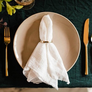 Khăn ăn vải trắng một nửa trang trí bàn gạc tuyết trà khăn mềm rìa tiêu chuẩn Kích thước bông vải mỏng Khăn ăn - Product Image 1