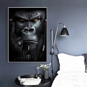 Abstrait fumer <span class=keywords><strong>singes</strong></span> et gorilles toile peinture affiches et impressions Animal mur Art salon décor à la maison - Product Image 5