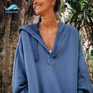 Logotipo personalizado Mais Recente Design Streetwear Manga Longa Oversized Mulher Camisola Hoodies Vestido - Product Image 4