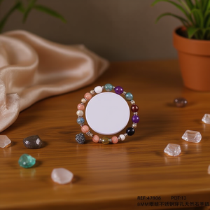 Bracciale PULSERA 8MM in Acciaio Inossidabile con Occhio e Perline in Pietra Naturale, Gioiello Unisex alla Moda, Idea Regalo - Product Image 2