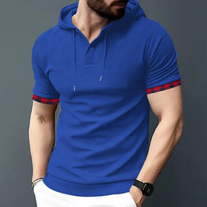 T-shirt à capuche à manches courtes pour homme Temu, printemps-été, respirant, décontracté, sportif, avec boutons, grande taille, tissu fin - Product Image 5