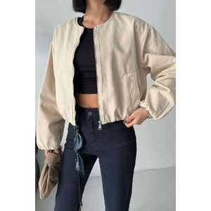 Women's <b>Elasticated</b> Bomber Jacket Comfortable Denim Coats - Product Image 2