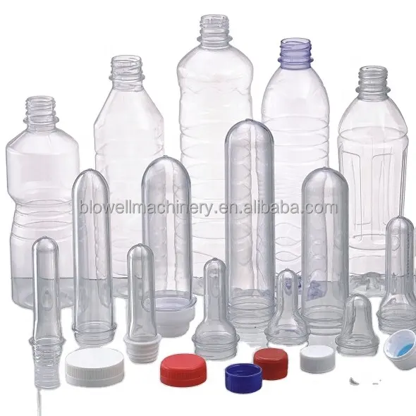 Bouteille d'eau en plastique, à bas prix, 38mm 28mm support court, différents poids de la bouteille d'eau en animal de compagnie, couvercle préforme et pré-forme pour bouteille en plastique, 20 pièces