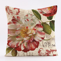 ChamXue housse de coussin taie d'oreiller pays rétro peinture à l'huile fleur lin velours taie d'oreiller décoration canapé housse de coussin