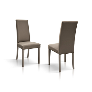 Juego de 2 sillas Andrea, sillas de comedor de interior con base de metal y cuero ecológico gris paloma - Product Image 2