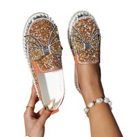 Nouveauté 2026 : Mocassins plats à enfiler pour femmes, style décontracté, plateforme à semelle épaisse, bout fermé, avec paillettes et nœuds, chaussures de marche pour étudiantes