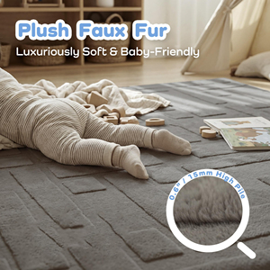 Alfombra de Pelo Largo de Imitación de Piel de Conejo, Suave, Antideslizante, para Sala de Estar, Alfombra de Juego para Niños, Alfombra de Espuma Viscoelástica para Bebés - Product Image 6