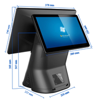 Hongkai Model 566 Windows/Android 7.1 Layar Sentuh Kapasitif 15.6 inci Terminal POS All-in-One Restoran Layar Ganda Thermal