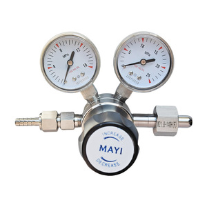 Vanne de réduction de pression de gaz oxygène, azote, hélium à double manomètre, en acier inoxydable 316 de haute qualité, fournie directement par l'usine - Product Image 1