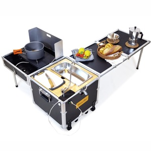 Aluminum Outdoor Mobile <strong>Kitchen</strong> Full-Function Portable Small <strong>Kitchen</strong> Box <strong>Camping</strong> Picnic Stove Folding <strong>Table</strong> Car-Mounted - Product Image 5