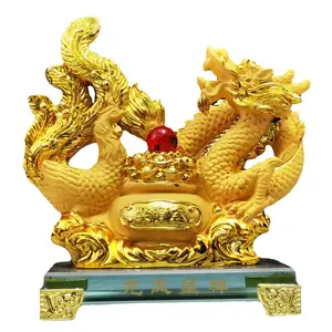 2023 Chinês Feng Shui Resina Dragão Phoenix Craft Escultura Estatueta decorativa Animal Mascote Estátua Dragão Estátua Para Casa