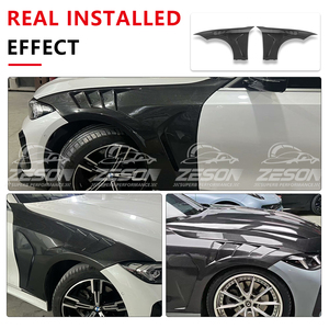 Ailes avant ventilées en fibre de carbone véritable style VE pour BMW Série 3 G20 G28 LWB 330i M340i Berline, panneau d'aile brillant en 2 parties, 2019+ - Product Image 4