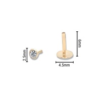 Pendientes Unisex de Oro Amarillo de 14K, Joyería de Lujo, Diseño Español Moderno, para Perforaciones de Oreja, Tragus, Cartílago, Hélix, Rook, con Zirconia