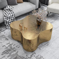 Table basse moderne en acier inoxydable miroir de forme spéciale, design unique et luxueux, mobilier de salon combiné pour la maison