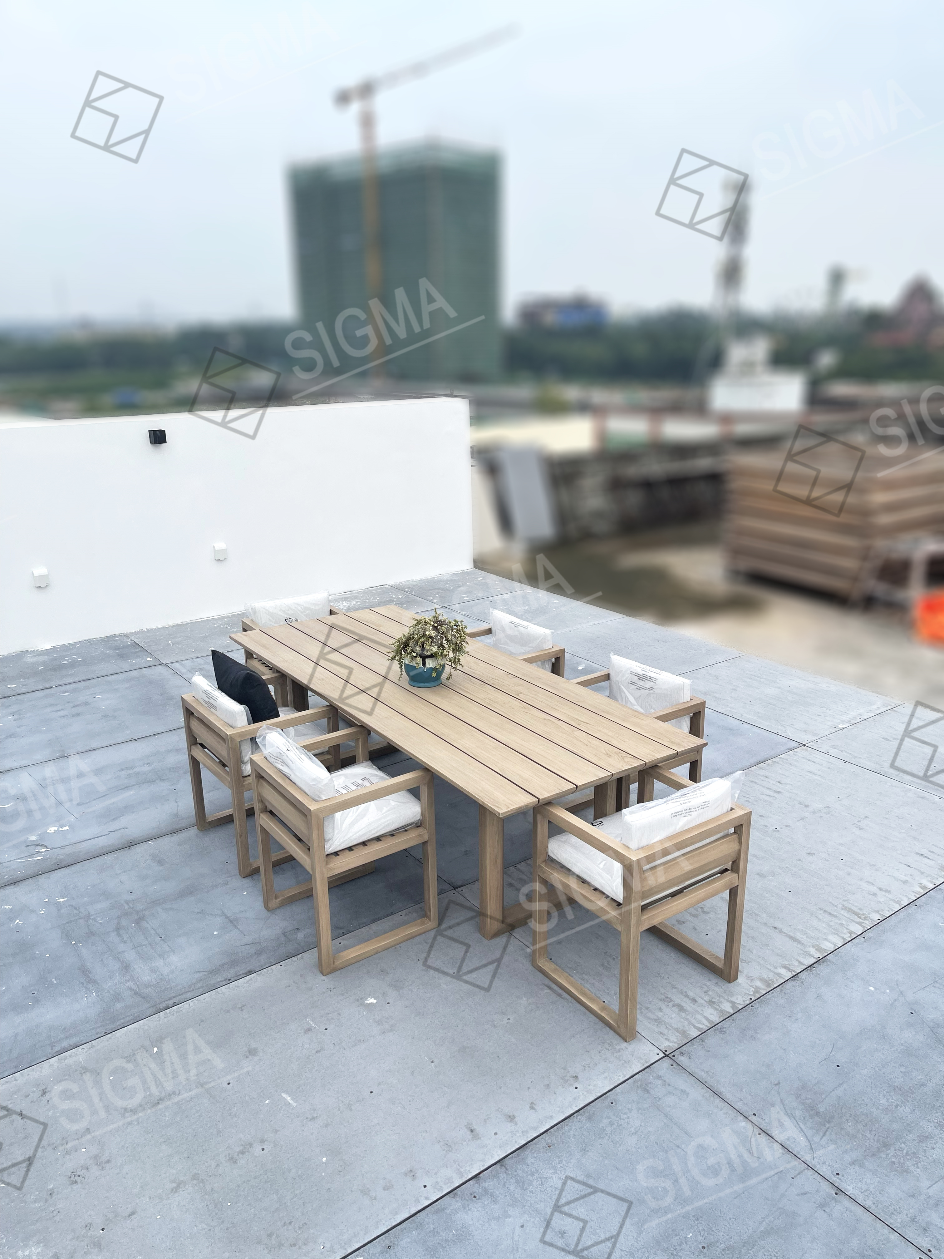New All Weather Designer Minimalism Modern Outdoor Exterior Villa Patio Garden Villa Hotel Table Chair Set Furniture Dinning Set