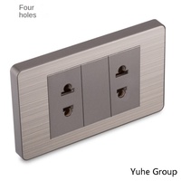 Prise murale américaine standard durable avec ports USB Type-C, panneau tactile en acier inoxydable, interrupteur multiprise 16A
