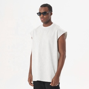 T-shirt décontracté sans manches 100% coton avec logo personnalisé T-shirt gilet de haute qualité pour hommes - Product Image 3