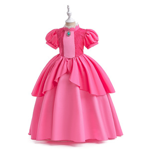 Nuevo Vestido de Princesa Rosa con Mangas Abullonadas de Encaje para Niñas, Disfraz de Cosplay de Cuento de Hadas para Fiesta de Cumpleaños, Actuación en Escenario, Carnaval - Product Image 1