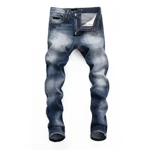 Skinny Ripped Fancy Unbranded Biker Jeans 2 OEM Denim Designer Wholesale Authentic Men Monkey White Bleach Light Western STREET