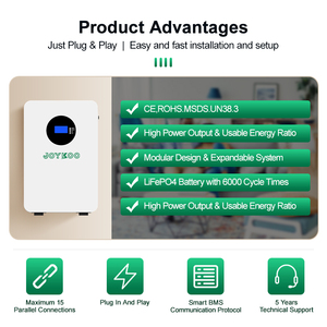 JOYKOO 15KWh 51.2V300Ah Solar Lithium Ion Wall-mounted <b>Batteries</b> <b>48V</b> Energy Storage <b>Battery</b> Pack Power Wall - Product Image 6