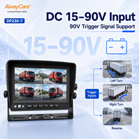 Moniteur de véhicule AlwayCare 7 pouces 4 canaux AHD LCD TFT à écran partagé quadruple avec prise en charge USB, large plage de tension CC 12-36V pour camion et bus