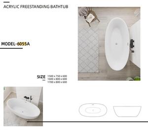 Vasca da Bagno Ovale Moderna di Lusso Autoportante in Acrilico Bianco Ecosostenibile con Piletta di Scarico per Adulti per Bagno Interno Appartamento - Product Image 2