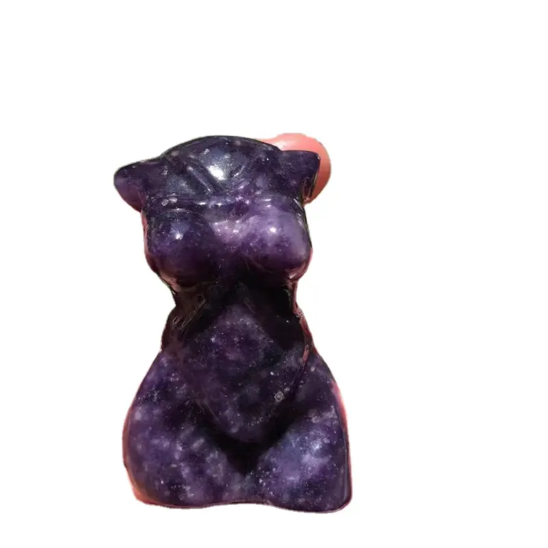 Natural Purple Mica Crystal Female Body Carving Hand Carved Naked Woman Sculpture