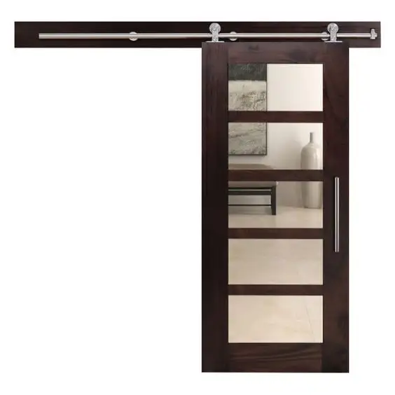 Puerta de dormitorio de teca americana, puertas interiores modernas de madera, diseños de inodoro, baño, puerta corredera de cristal para Granero, madera maciza