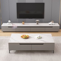 Ensemble meuble TV et table basse modernes en ardoise nordique, mobilier de salon de luxe simple avec élégant meuble TV pour hôtels