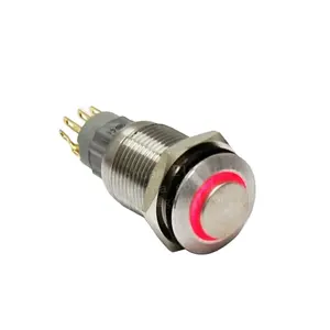 S2GQH-22EZ/S self-resetting flat head ring waterproof metal pushbutton switch with led light