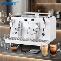 Machine à café professionnelle, machine à expresso semi-automatique à double tête en acier inoxydable pour café, restaurant, entreprise