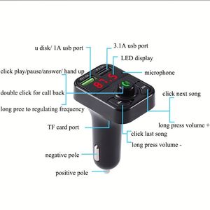 X3 ที่ชาร์จแบตในรถ 2 พอร์ต 3.1a จอแสดงผลจอแอลซีดี ยูเอสบีคู่ 12-24v รถ MP3 เครื่องเล่นเพลงอะแดปเตอร์ชาร์จเร็ว - Product Image 5