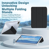 Funda para Xiaomi Pad 5/5 Pro 11 Pulgadas 2021 con Soporte para Lápiz, Cubierta Transparente, Soporte Tríptico en Forma de Y, Carcasa Rígida Trasera, Cubierta Acrílica Plegable en Y