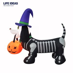 Décorations gonflables d'Halloween de 1,5 m : Chiot squelette Teckel gonflable avec LED intégrées et <span class=keywords><strong>citrouille</strong></span> gonflable pour la décoration d'Halloween - Product Image 3