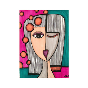 Pintura al Óleo de Retrato de Mujer Abstracta, Arte de Pared en Lienzo Colorido, Obra de Arte Moderna de Estilo Pop Art para Decoración de Sala de Estar - Product Image 1