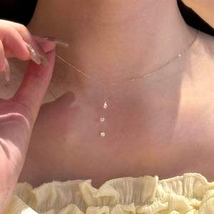 Exquisito Collar de Plata de Ley S925 con Diseño de Tres Piedras de Circonita en Forma de Gota de Agua, Simple y Elegante, las Lágrimas de las Estrellas - Product Image 2