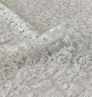 Tissu de dentelle de mariée de luxe tissé, entièrement brodé à la main avec des perles, de haute qualité, blanc, accessoires pour robes de mariée pour filles