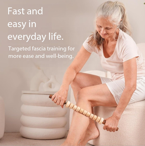 Wellshow Sport Fascia Bar Roll Rodillo de masaje de madera con mango Masajeador de espalda Fascia Rod para relajación muscular - Product Image 2