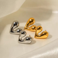Boucles d'oreilles populaires en acier inoxydable plaqué or 18 carats, personnalisées, en forme de cœur liquide, étanches, vente en gros, bijoux en acier inoxydable