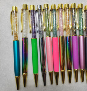 Penna a sfera con pietra di ghiaia e pietre preziose spezzate con penna a sfera con ametista DIY penna a sfera con cristallo curativo naturale al quarzo con Logo - Product Image 4