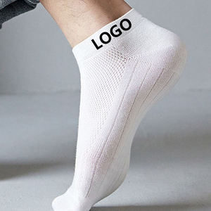 <b>White</b> <b>Men's</b> Crew <b>Socks</b> With Logo Print Cotton Breathable Daily Wear Summer Knitted <b>Sock</b> - Product Image 3