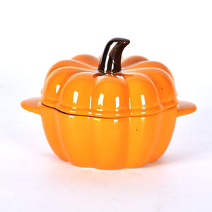 High Quality Ceramic Mini <strong>Casserole</strong> <strong>Dish</strong> with Lid <strong>Pumpkin</strong> Shape Stoneware Material High Quality Cookware - Product Image 1