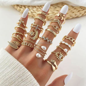 Ultimi Anelli Nuziali da Donna di <span class=keywords><strong>Design</strong></span> alla Moda Più Venduti Anello in Acciaio Inossidabile all'Ingrosso Regolabile Anello in Oro 18K - Product Image 1