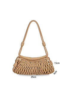 Bolso de Playa de Ganchillo con Forma de Dumpling para Mujer, Cierre con Cordón, Poliéster Ecológico, Plegable, Ligero y Duradero - Product Image 5