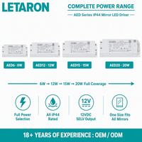 Controlador LED Electrónico Impermeable IP44 LETARON ODM/OEM para Espejo de Baño, Fuente de Alimentación LED sin Parpadeo