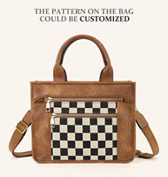 Sac à bandoulière à carreaux avec motif de grilles pour femmes, sac fourre-tout de luxe à bandoulière avec logo personnalisé élégant