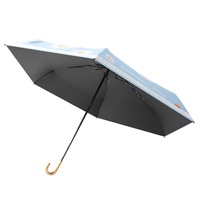 Style japonais Léger Pliant Adulte Étudiant Parapluie Manuel Noir Revêtement Coupe-Vent Compact Pratique Parasol pour